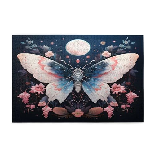 Mexpekil 1000 Teile Puzzles für Erwachsene Fantasie Schmetterling Floral Mond Holzpuzzles Herausfordernde Puzzlespiele für Jugendliche Geschenke von Mexpekil