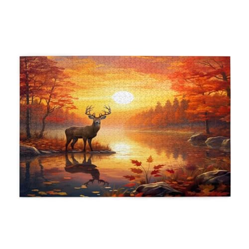 Mexpekil 1000 Teile Puzzles für Erwachsene Herbst Wald Fluss Sonnenuntergang Hirsch Holzpuzzles Herausfordernde Puzzlespiele für Jugendliche Geschenke Mexpekil 1000 Teile Puzzles für Erwachsene Herbst Wald Fluss Sonnenuntergang Hirsch Holzpuzzles Herausfordernde Puzzlespiele für Jugendliche Geschenke von Mexpekil
