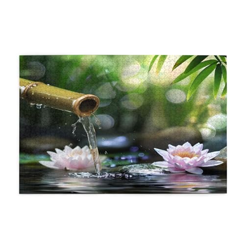 Mexpekil 1000 Teile Puzzles für Erwachsene Japanische Zen Wasserlilie Lotus Bambus Holzpuzzles Herausfordernde Puzzlespiele für Jugendliche Geschenke von Mexpekil