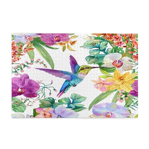 Mexpekil 1000 Teile Puzzles für Erwachsene Kolibri Tier Blume Blätter Holzpuzzles Herausfordernde Puzzlespiele für Jugendliche Geschenke von Mexpekil