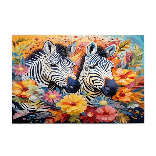 Mexpekil 1000 Teile Puzzles für Erwachsene Kunst Blume Zebra Tierdruck Holzpuzzles Herausfordernde Puzzlespiele für Jugendliche Geschenke von Mexpekil