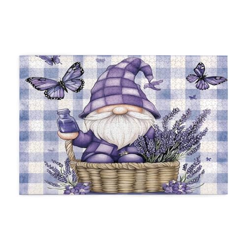 Mexpekil 1000 Teile Puzzles für Erwachsene Niedlich Lila Plaid Lavendel Zwerg Holzpuzzles Herausfordernde Puzzlespiele für Jugendliche Geschenke von Mexpekil