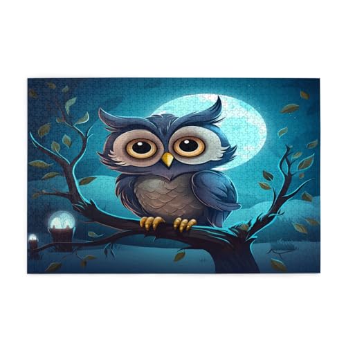 Mexpekil 1000 Teile Puzzles für Erwachsene Niedliche Cartoon Halloween Eule Mond Holzpuzzles Herausfordernde Puzzlespiele für Jugendliche Geschenke von Mexpekil