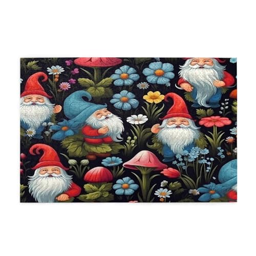 Mexpekil 1000 Teile Puzzles für Erwachsene Niedliche Zwerge Pilz Blume Holzpuzzles Herausfordernde Puzzlespiele für Jugendliche Geschenke von Mexpekil