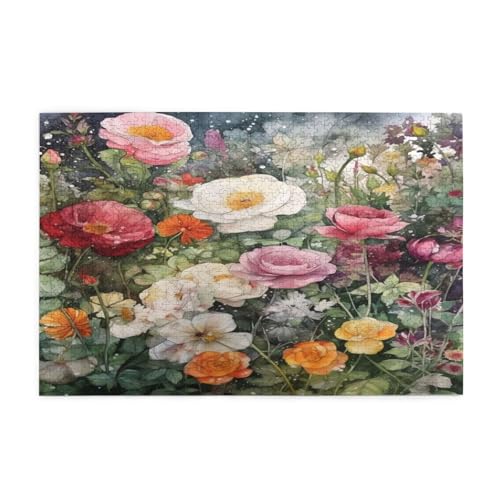 Mexpekil 1000 Teile Puzzles für Erwachsene Ölgemälde Blumen Blumen Holzpuzzles Herausfordernde Puzzlespiele für Jugendliche Geschenke von Mexpekil