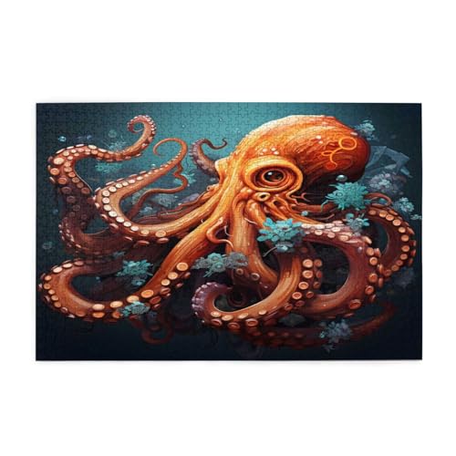 Mexpekil 1000 Teile Puzzles für Erwachsene Ozean Meer Oktopus Holzpuzzles Herausfordernde Puzzlespiele für Jugendliche Geschenke von Mexpekil