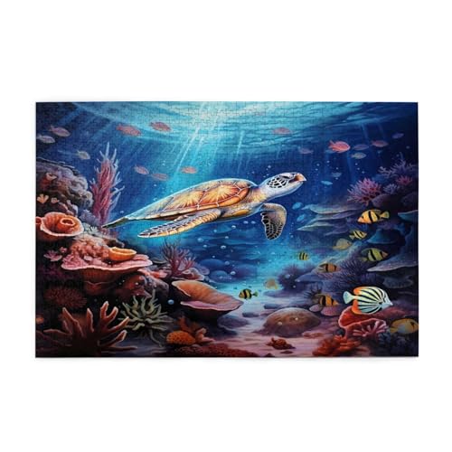 Mexpekil 1000 Teile Puzzles für Erwachsene Ozeanschildkröte Tropische Fische Holzpuzzles Herausfordernde Puzzlespiele für Jugendliche Geschenke von Mexpekil