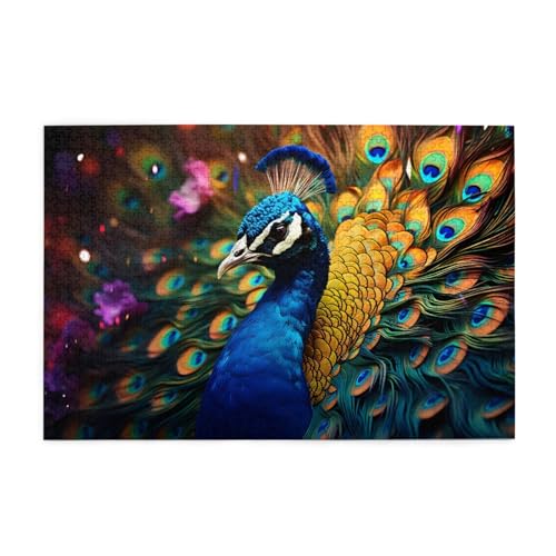 Mexpekil 1000 Teile Puzzles für Erwachsene Pfauenvogel Tier Holzpuzzles Herausfordernde Puzzlespiele für Jugendliche Geschenke von Mexpekil