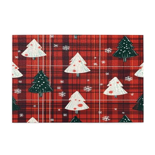 Mexpekil 1000 Teile Puzzles für Erwachsene Rot Schwarz Plaid Weihnachtsbaum Holzpuzzles Herausfordernde Puzzlespiele für Jugendliche Geschenke von Mexpekil