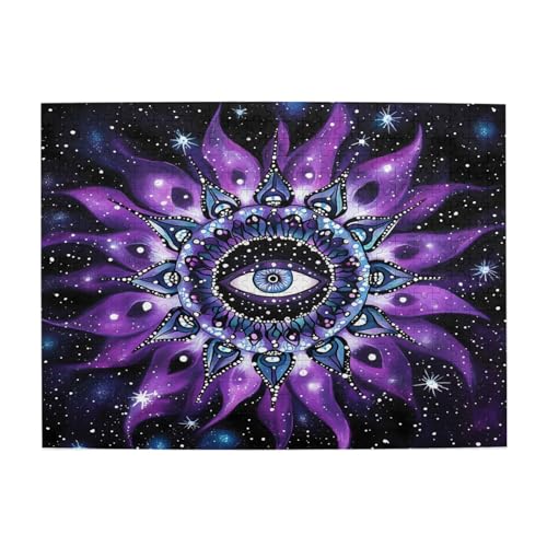 Mexpekil 500 Teile Puzzle für Erwachsene lila ethnisch Boho Eivl Eye Puzzle Holz anspruchsvolle Puzzlespiele für Teenager Geschenke von Mexpekil