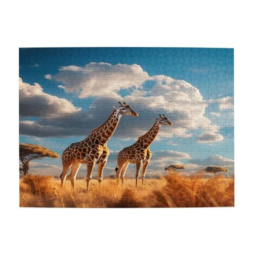 Mexpekil 500 Teile Puzzles für Erwachsene Afrikanische Tierwelt Giraffe Holzpuzzles Herausfordernde Puzzlespiele für Jugendliche Geschenke von Mexpekil