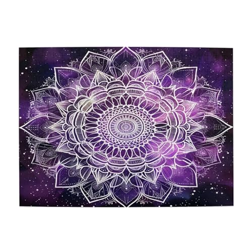 Mexpekil 500 Teile Puzzles für Erwachsene Galaxy Lila Mandala Blume Holzpuzzles Herausfordernde Puzzlespiele für Jugendliche Geschenke von Mexpekil