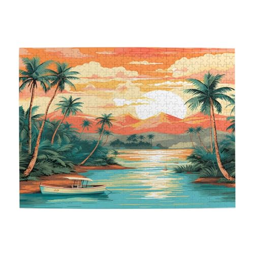 Mexpekil 500 Teile Puzzles für Erwachsene Hawaii Tropische Kokosnuss Meer Holzpuzzles Herausfordernde Puzzlespiele für Jugendliche Geschenke von Mexpekil