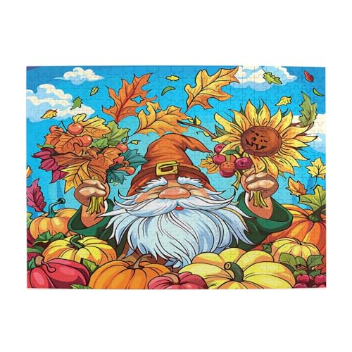 Mexpekil 500 Teile Puzzles für Erwachsene Herbst Sonnenblume Wichtel Kürbisse Ahorn Holzpuzzles Herausfordernde Puzzlespiele für Jugendliche Geschenke von Mexpekil