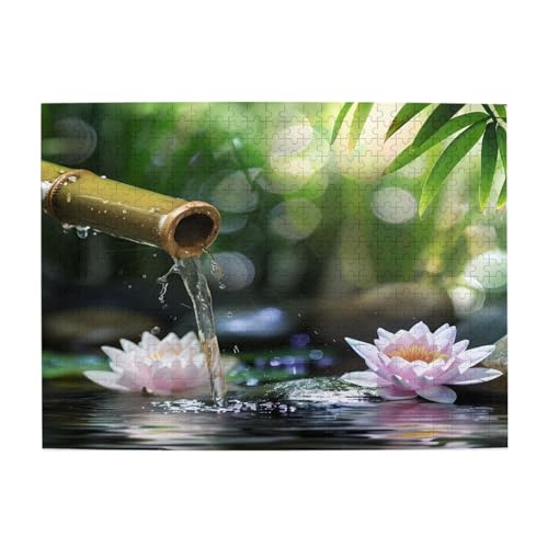 Mexpekil 500 Teile Puzzles für Erwachsene Japanische Zen Wasserlilie Lotus Bambus Holzpuzzles Herausfordernde Puzzlespiele für Jugendliche Geschenke von Mexpekil