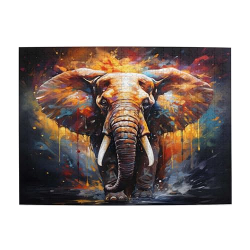 Mexpekil 500 Teile Puzzles für Erwachsene Kunst Malerei Elefant Tier Holzpuzzles Herausfordernde Puzzlespiele für Jugendliche Geschenke von Mexpekil