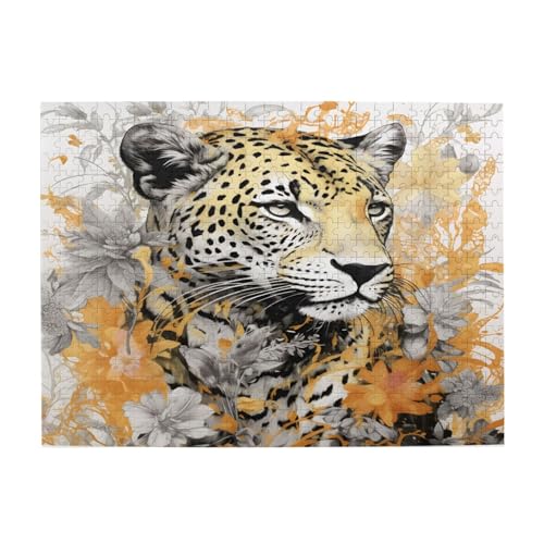 Mexpekil 500 Teile Puzzles für Erwachsene Leopard Blume Holzpuzzles Herausfordernde Puzzlespiele für Jugendliche Geschenke von Mexpekil