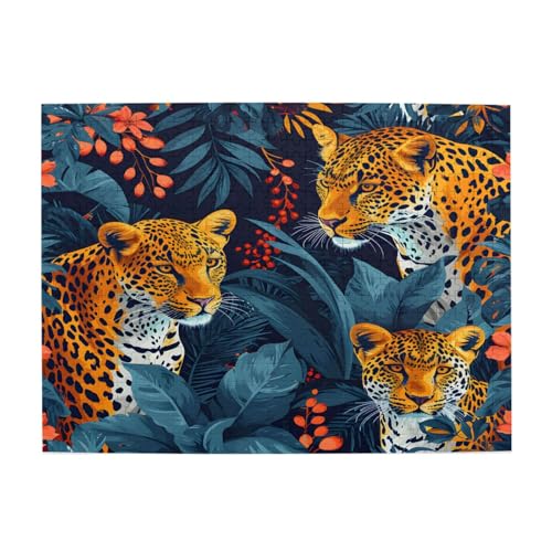 Mexpekil 500 Teile Puzzles für Erwachsene Leopard Tropische Palmblatt Holzpuzzles Herausfordernde Puzzlespiele für Jugendliche Geschenke von Mexpekil