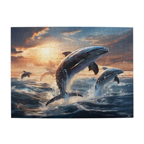 Mexpekil 500 Teile Puzzles für Erwachsene Meerspringender Delfin Holzpuzzles Herausfordernde Puzzlespiele für Jugendliche Geschenke von Mexpekil