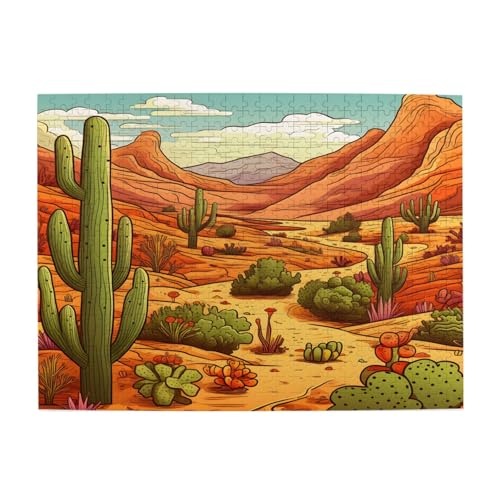 Mexpekil 500 Teile Puzzles für Erwachsene Retro Kaktus Holzpuzzles Herausfordernde Puzzlespiele für Jugendliche Geschenke von Mexpekil