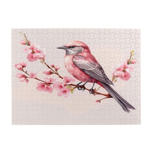 Mexpekil 500 Teile Puzzles für Erwachsene Rosa Blume Zweige Vogel Holzpuzzles Herausfordernde Puzzlespiele für Jugendliche Geschenke von Mexpekil