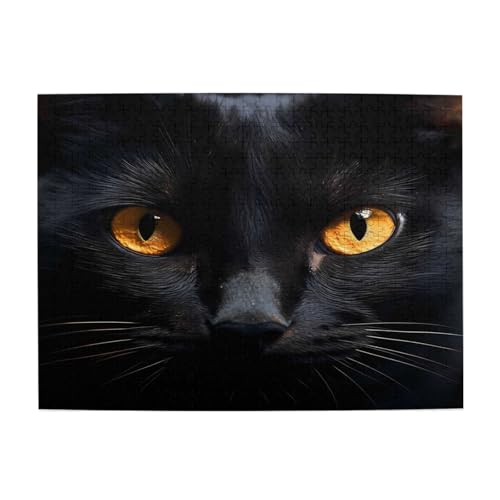 Mexpekil 500 Teile Puzzles für Erwachsene Schwarze Katze Tieraugen Holzpuzzles Herausfordernde Puzzlespiele für Jugendliche Geschenke von Mexpekil