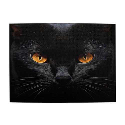 Mexpekil 500 Teile Puzzles für Erwachsene Schwarze Katzenaugen Holzpuzzles Herausfordernde Puzzlespiele für Jugendliche Geschenke von Mexpekil