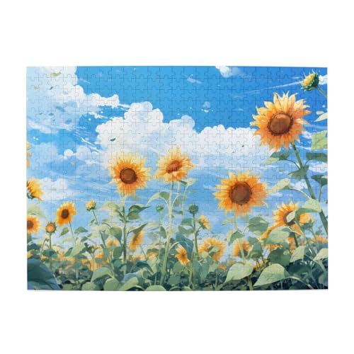 Mexpekil 500 Teile Puzzles für Erwachsene Sonnenblumenhimmel Holzpuzzles Herausfordernde Puzzlespiele für Jugendliche Geschenke von Mexpekil