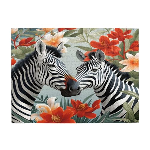 Mexpekil 500 Teile Puzzles für Erwachsene Tropische Palmblatt Floral Zebra Holzpuzzles Herausfordernde Puzzlespiele für Jugendliche Geschenke von Mexpekil