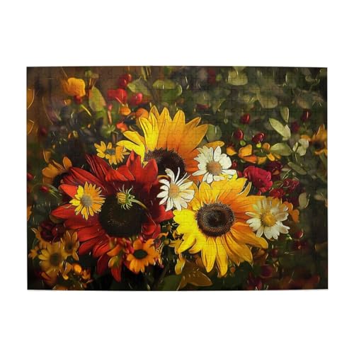 Mexpekil 500 Teile Puzzles für Erwachsene Vintage Sonnenblume Gänseblümchen Floral Holzpuzzles Herausfordernde Puzzlespiele für Jugendliche Geschenke von Mexpekil