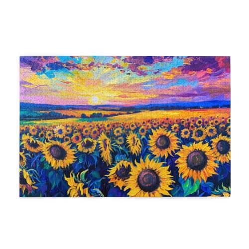 Mexpekil Aquarell Sonnenblume 1000 Teile Puzzle für Erwachsene Holzpuzzles Erwachsene Puzzle Lernspiele für Erwachsene Geschenke Heimdekoration von Mexpekil