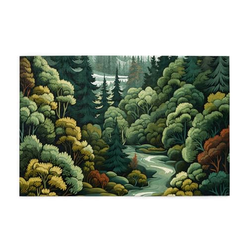 Mexpekil Art Green Forest 1000 Teile Puzzle für Erwachsene Holzpuzzles Erwachsene Puzzle Lernspiele für Erwachsene Geschenke Wohnkultur von Mexpekil