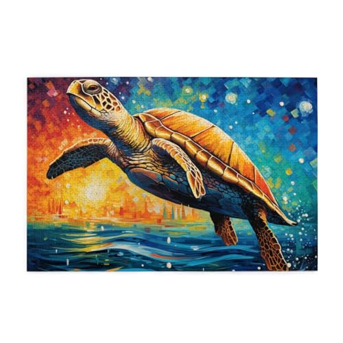 Mexpekil Art Turtle 1000 Teile Puzzle für Erwachsene Holzpuzzles Erwachsene Puzzle Lernspiele für Erwachsene Geschenke Wohnkultur von Mexpekil