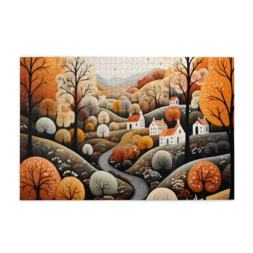 Mexpekil Autumn Village 1000 Teile Puzzle für Erwachsene Holzpuzzles Erwachsene Puzzle Lernspiele für Erwachsene Geschenke Wohnkultur von Mexpekil