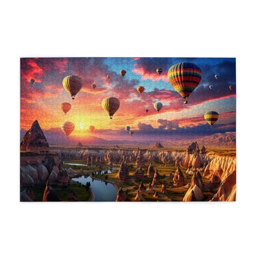 Mexpekil Ballon Stadt Landschaft 1000 Teile Puzzle für Erwachsene Holzpuzzles Erwachsene Puzzle Lernspiele für Erwachsene Geschenke Wohnkultur von Mexpekil