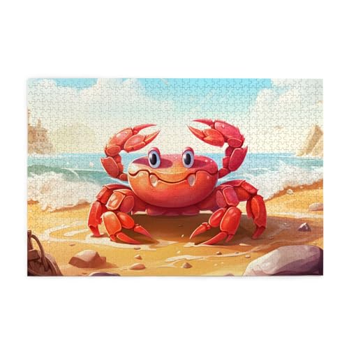 Mexpekil Beach Crab 1000 Teile Puzzles für Erwachsene Holzpuzzles Erwachsene Puzzle Lernspiele für Erwachsene Geschenke Wohnkultur von Mexpekil