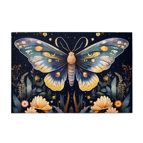 Mexpekil Boho Schmetterling Blumen 1000 Teile Puzzle für Erwachsene Holzpuzzles Erwachsene Puzzle Lernspiele für Erwachsene Geschenke Wohnkultur von Mexpekil