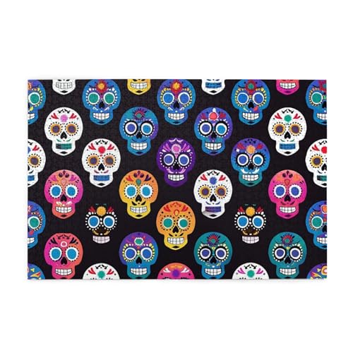 Mexpekil Bunte Totenkopf-Puzzles für Erwachsene, 1000 Teile, Holzpuzzles für Erwachsene, Lernspiele für Erwachsene, Geschenke, Heimdekoration von Mexpekil