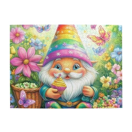 Mexpekil Bunte Zwerg Regenbogenblume 500 Teile Puzzle für Erwachsene Holzpuzzles Erwachsene Puzzle Lernspiele für Erwachsene Geschenke Heimdekoration von Mexpekil