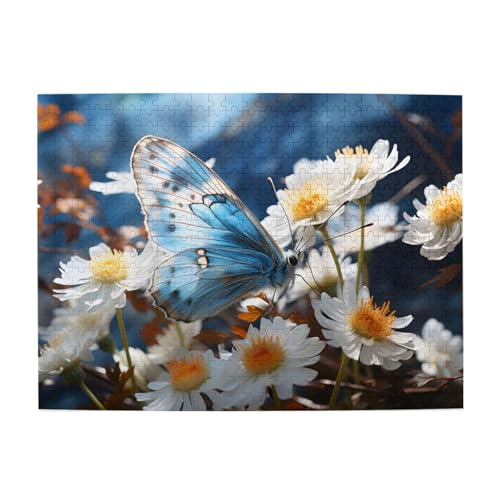 Mexpekil Butterfly Nature Floral 500 Teile Puzzle für Erwachsene Holzpuzzles Erwachsene Puzzle Lernspiele für Erwachsene Geschenke Wohnkultur von Mexpekil