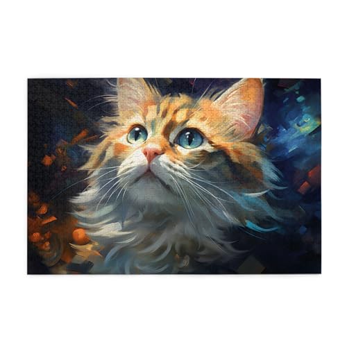 Mexpekil Cat Art 1000 Teile Puzzle für Erwachsene Holzpuzzles Erwachsene Puzzle Lernspiele für Erwachsene Geschenke Wohnkultur von Mexpekil