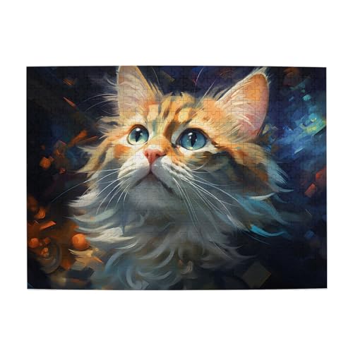 Mexpekil Cat Art 500 Teile Puzzles für Erwachsene Holzpuzzles Erwachsene Puzzle Lernspiele für Erwachsene Geschenke Wohnkultur von Mexpekil