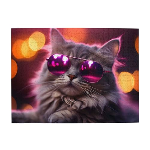 Mexpekil Cool Cat 500 Teile Puzzle für Erwachsene Holzpuzzles Erwachsene Puzzle Lernspiele für Erwachsene Geschenke Wohnkultur von Mexpekil