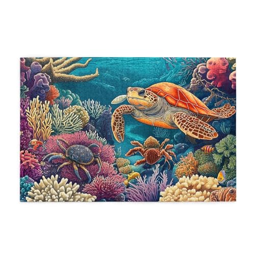 Mexpekil Coral Turtle Sea 1000 Teile Puzzle für Erwachsene Holzpuzzles Erwachsene Puzzle Lernspiele für Erwachsene Geschenke Wohnkultur von Mexpekil