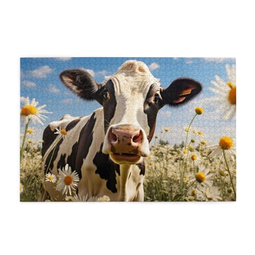 Mexpekil Daisy Cow 1000 Teile Puzzle für Erwachsene Holzpuzzles Erwachsene Puzzle Lernspiele für Erwachsene Geschenke Wohnkultur von Mexpekil