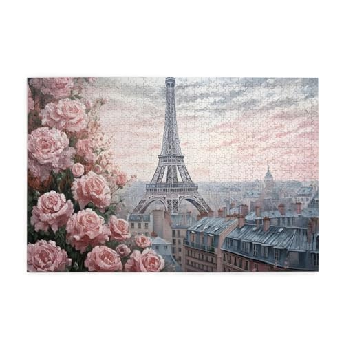 Mexpekil Eiffelturm Floral 1000 Teile Puzzle für Erwachsene Holzpuzzles Erwachsene Puzzle Lernspiele für Erwachsene Geschenke Wohnkultur von Mexpekil