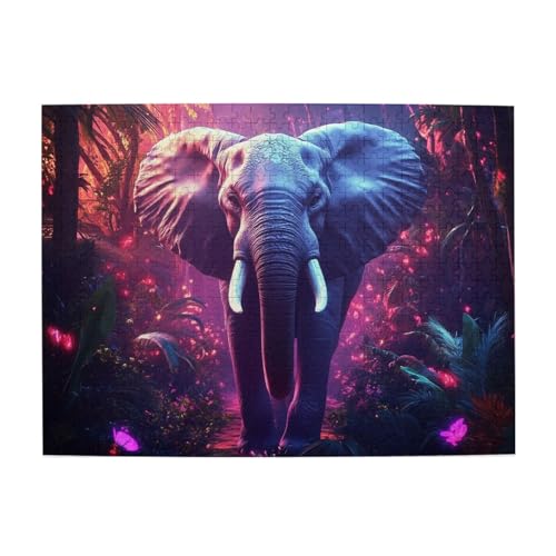 Mexpekil Elefant Lila 500 Teile Puzzle für Erwachsene Holzpuzzles Erwachsene Puzzle Lernspiele für Erwachsene Geschenke Wohnkultur von Mexpekil