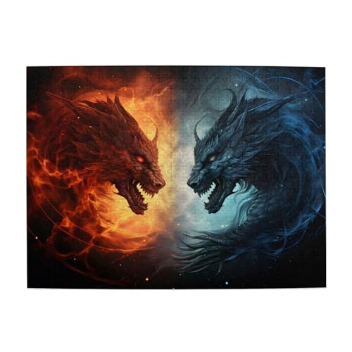 Mexpekil Fire Dragon 500 Teile Puzzles für Erwachsene Holzpuzzles Erwachsene Puzzle Lernspiele für Erwachsene Geschenke Wohnkultur von Mexpekil