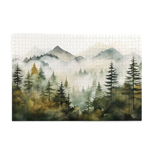 Mexpekil Forest Misty Mountain 1000 Teile Puzzle für Erwachsene Holzpuzzles Erwachsene Puzzle Lernspiele für Erwachsene Geschenke Wohnkultur von Mexpekil