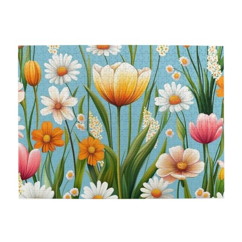 Mexpekil Frühlingsblumen Kunst 500 Teile Puzzles für Erwachsene Holzpuzzles Erwachsene Puzzle Lernspiele für Erwachsene Geschenke Wohnkultur von Mexpekil